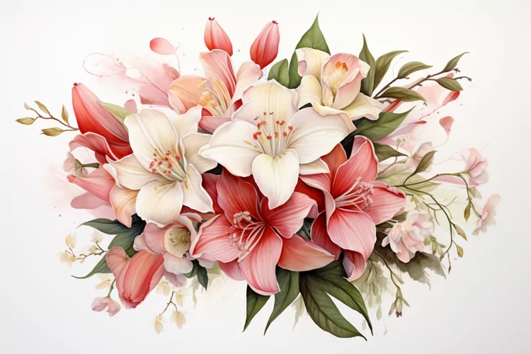 Watercolor Flowers Bouquets, illustration Background