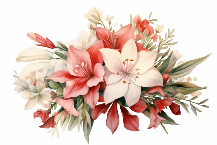 Watercolor Flowers Bouquets, illustration Background