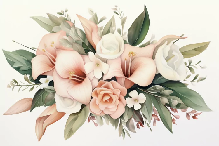 Watercolor Flowers Bouquets, illustration Background