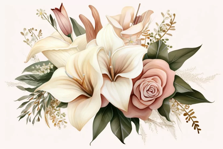 Watercolor Flowers Bouquets, illustration Background