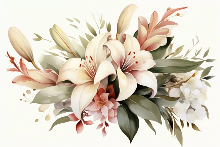Watercolor Flowers Bouquets, illustration Background