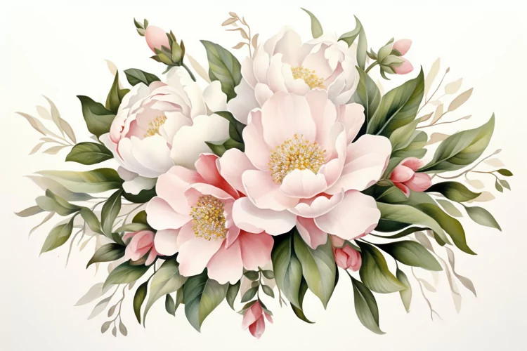 Watercolor Flowers Bouquets, illustration Background