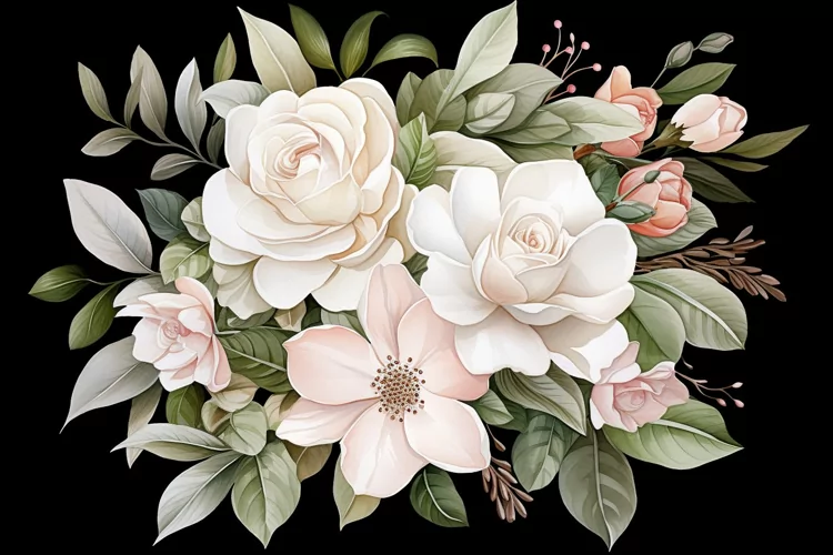 Watercolor Flowers Bouquets, illustration Background