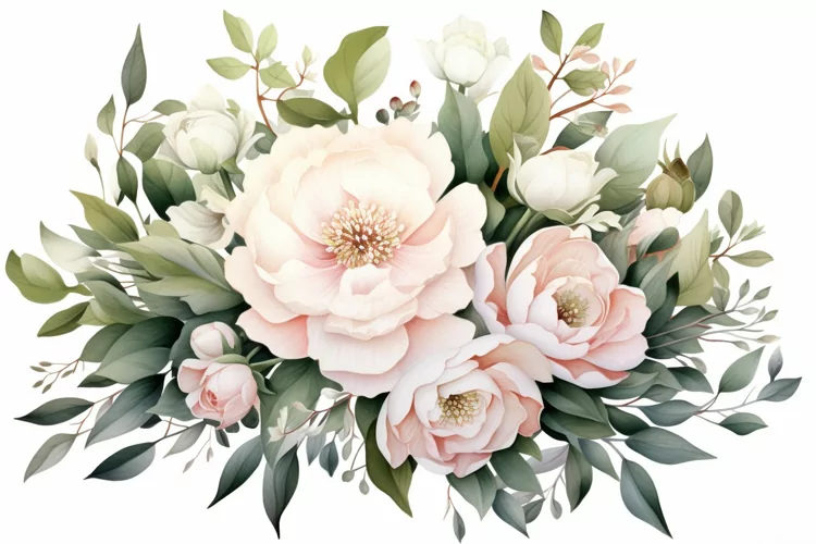 Watercolor Flowers Bouquets, illustration Background