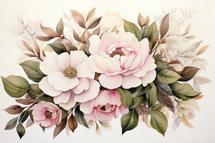 Watercolor Flowers Bouquets, illustration Background