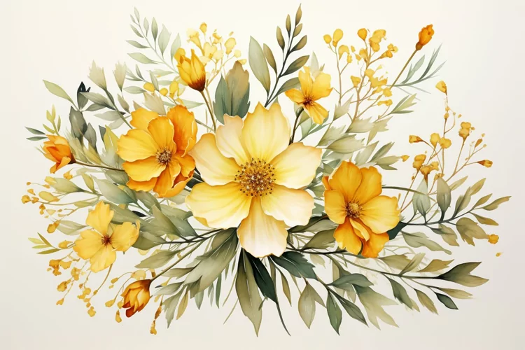 Watercolor Flowers Bouquets, illustration Background