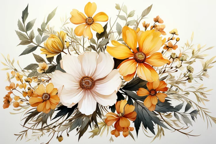 Watercolor Flowers Bouquets, illustration Background