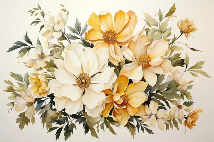 Watercolor Flowers Bouquets, illustration Background
