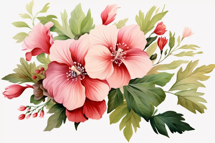 Watercolor Flowers Bouquets, illustration Background