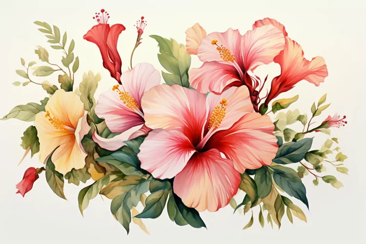 Watercolor Flowers Bouquets, illustration Background