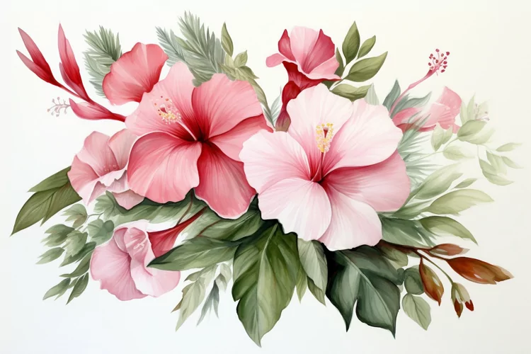 Watercolor Flowers Bouquets, illustration Background