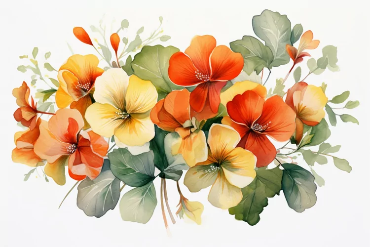 Watercolor Flowers Bouquets, illustration Background