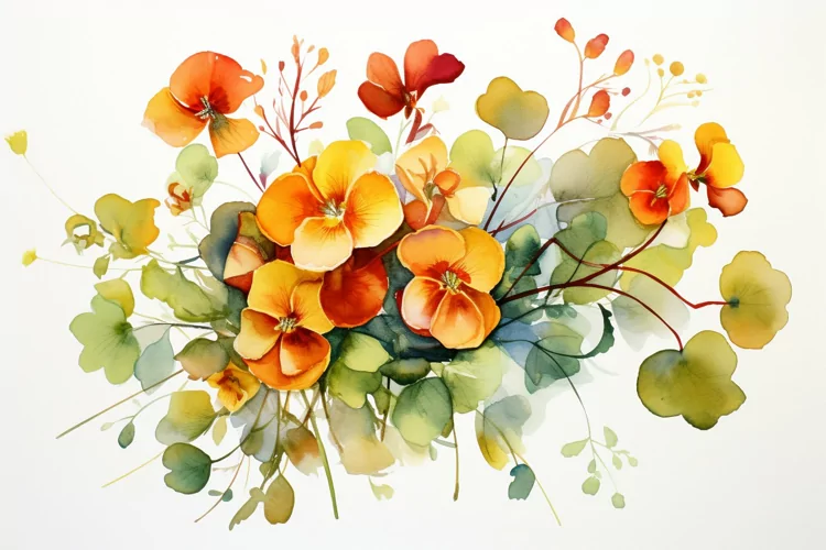 Watercolor Flowers Bouquets, illustration Background