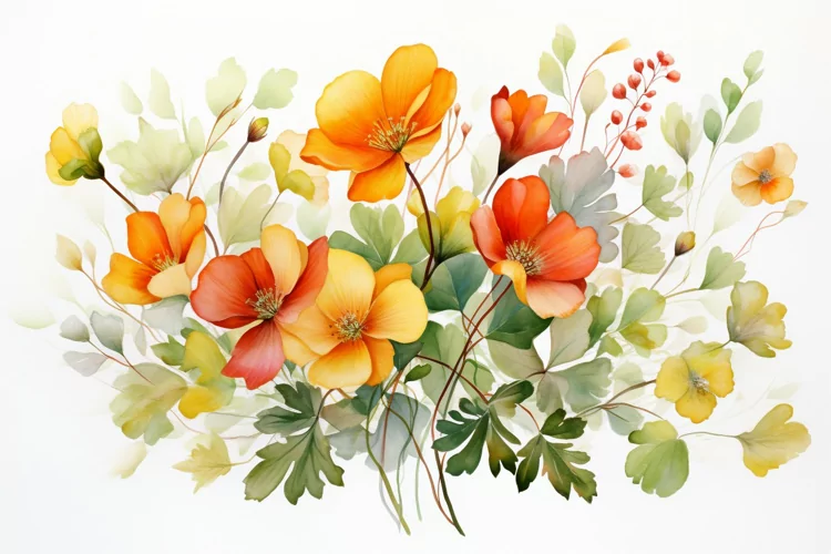 Watercolor Flowers Bouquets, illustration Background