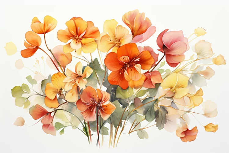 Watercolor Flowers Bouquets, illustration Background