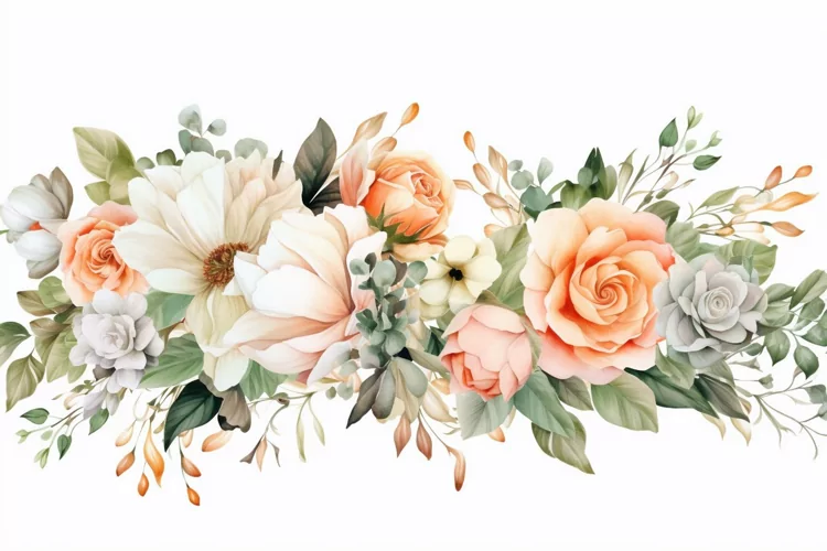 Watercolor Flowers Bouquets, illustration Background