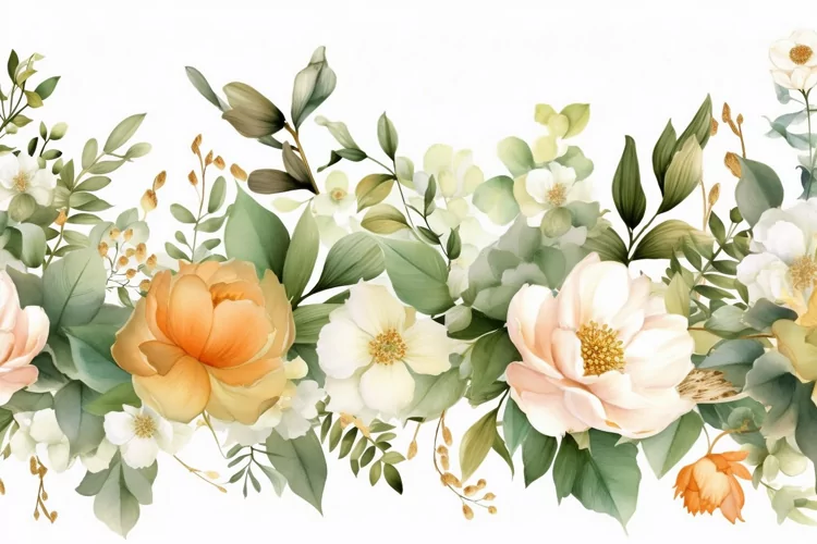 Watercolor Flowers Bouquets, illustration Background