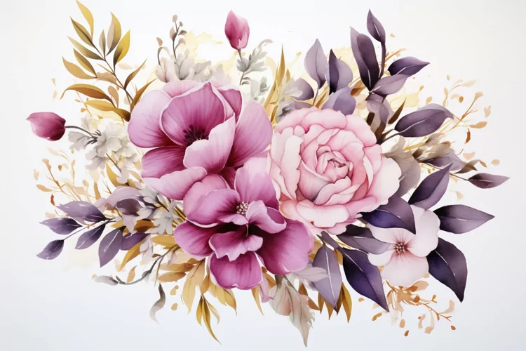 Watercolor Flowers Bouquets, illustration Background