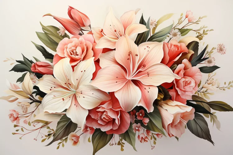 Watercolor Flowers Bouquets, illustration Background