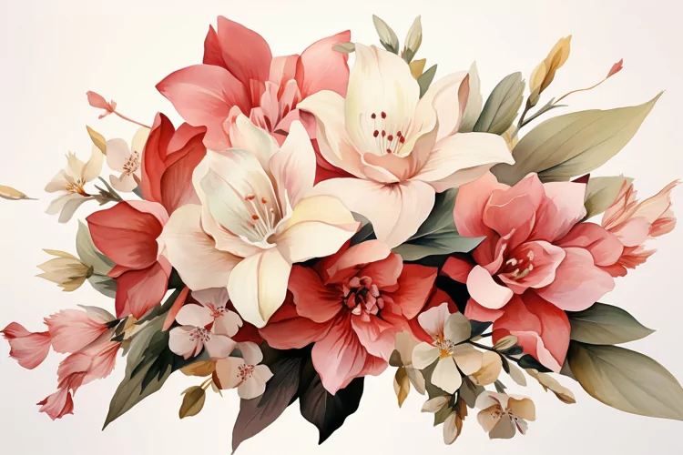 Watercolor Flowers Bouquets, illustration Background