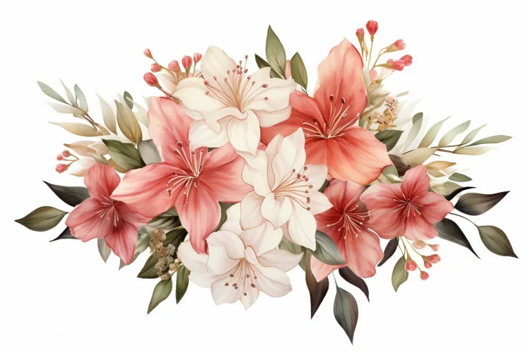 Watercolor Flowers Bouquets, illustration Background
