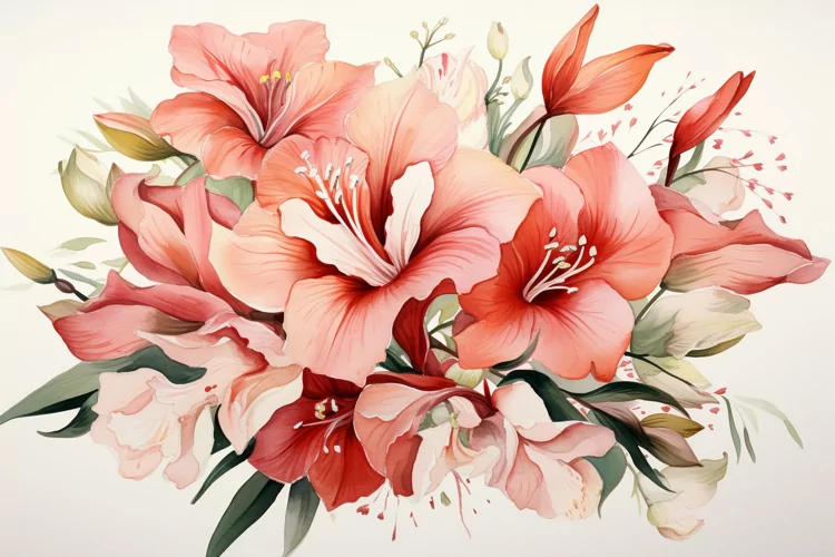 Watercolor Flowers Bouquets, illustration Background