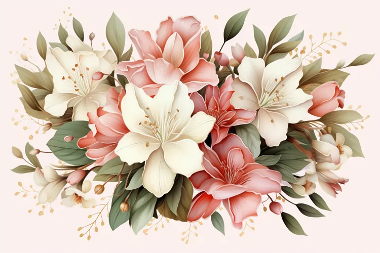 Watercolor Flowers Bouquets, illustration Background