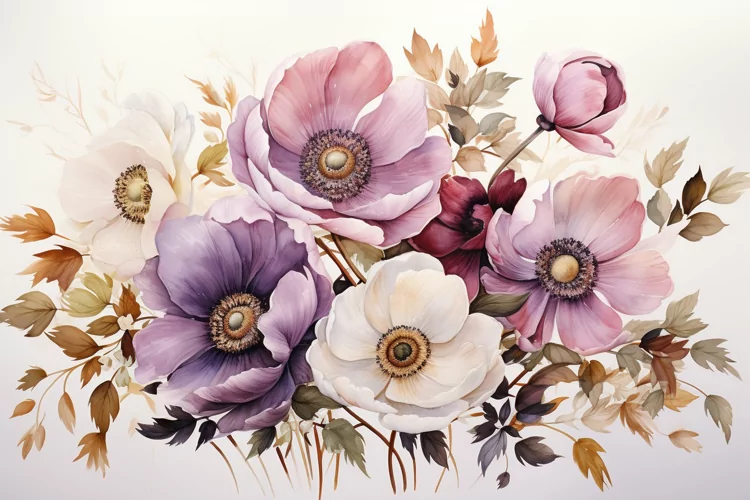Watercolor Flowers Bouquets, illustration Background