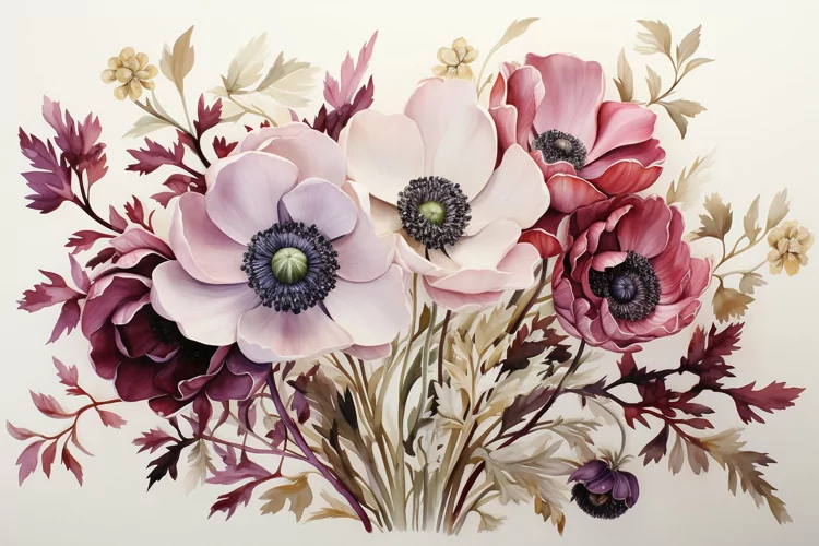 Watercolor Flowers Bouquets, illustration Background