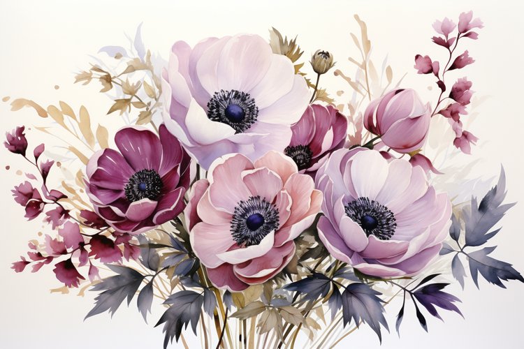 Watercolor Flowers Bouquets, illustration Background