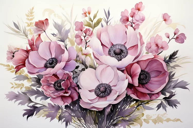Watercolor Flowers Bouquets, illustration Background