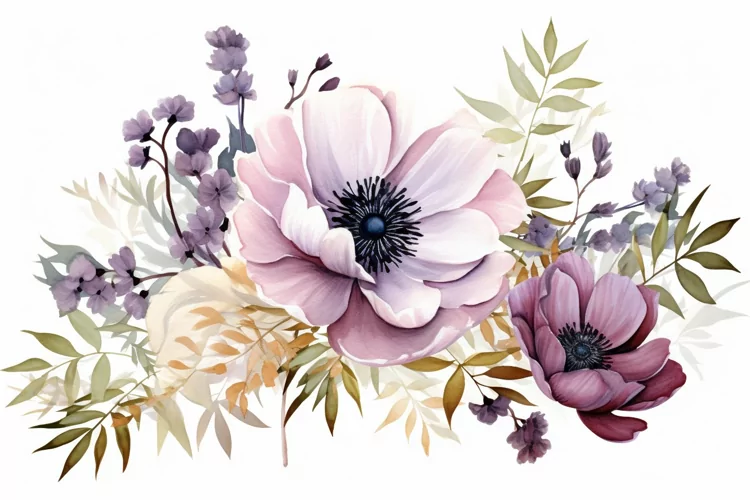 Watercolor Flowers Bouquets, illustration Background