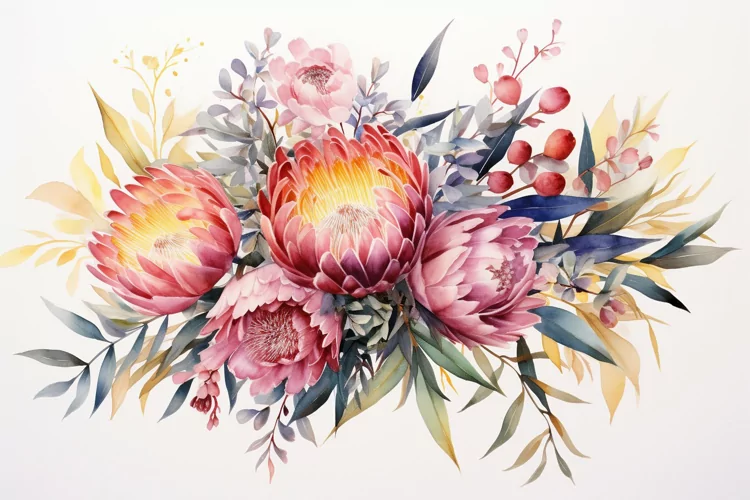 Watercolor Flowers Bouquets, illustration Background