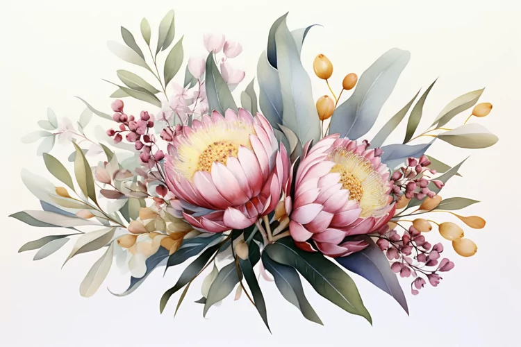 Watercolor Flowers Bouquets, illustration Background