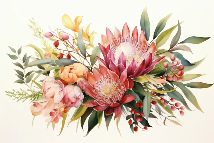 Watercolor Flowers Bouquets, illustration Background