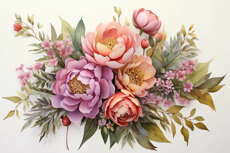 Watercolor Flowers Bouquets, illustration Background