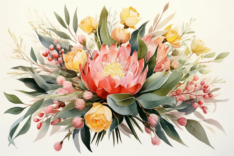 Watercolor Flowers Bouquets, illustration Background