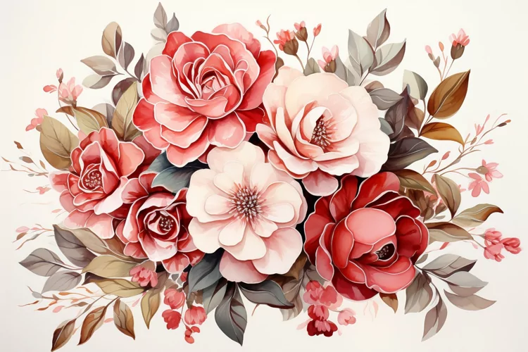 Watercolor Flowers Bouquets, illustration Background
