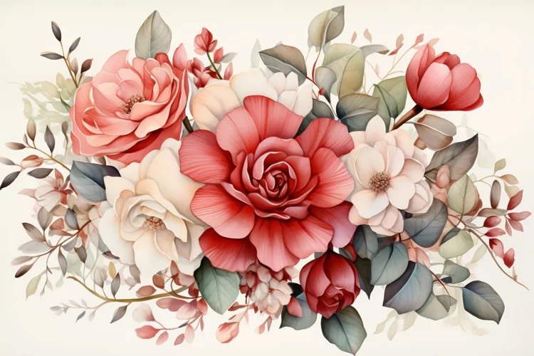 Watercolor Flowers Bouquets, illustration Background
