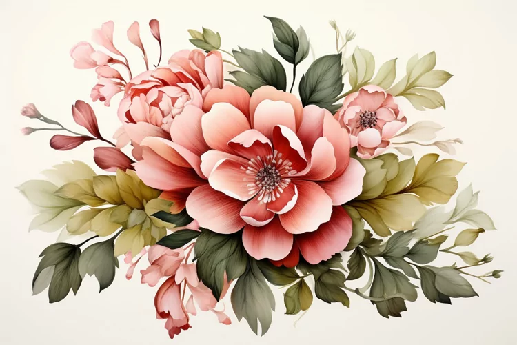 Watercolor Flowers Bouquets, illustration Background