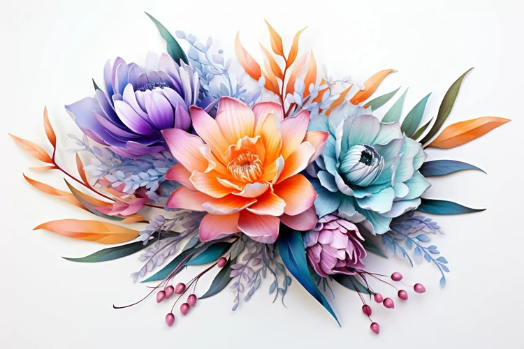Watercolor Flowers Bouquets, illustration Background