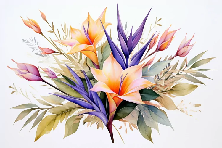Watercolor Flowers Bouquets, illustration Background