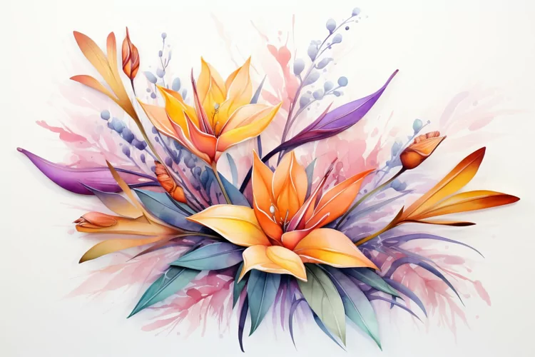 Watercolor Flowers Bouquets, illustration Background
