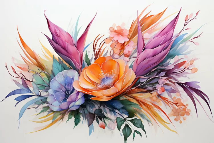 Watercolor Flowers Bouquets, illustration Background