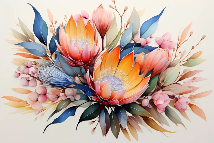 Watercolor Flowers Bouquets, illustration Background