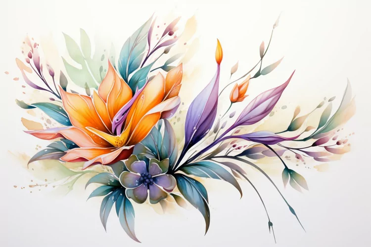 Watercolor Flowers Bouquets, illustration Background