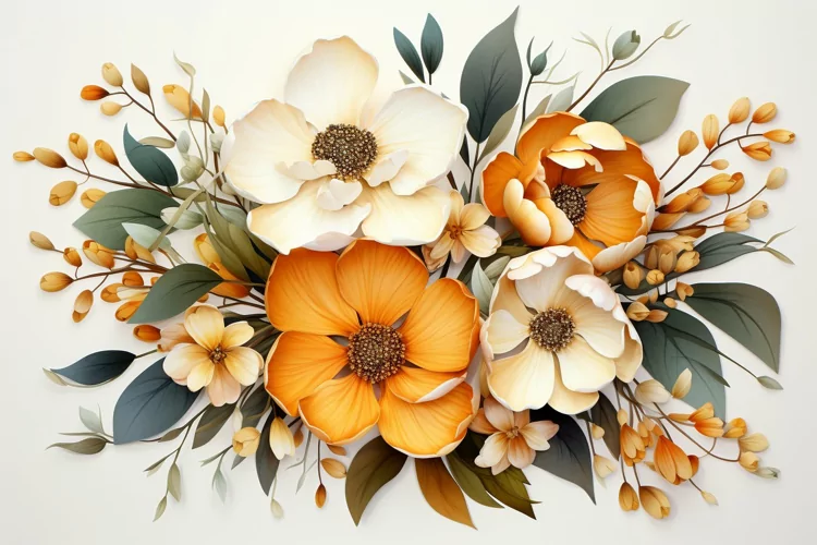 Watercolor Flowers Bouquets, illustration Background