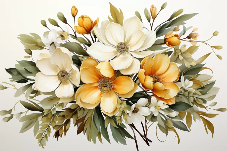 Watercolor Flowers Bouquets, illustration Background