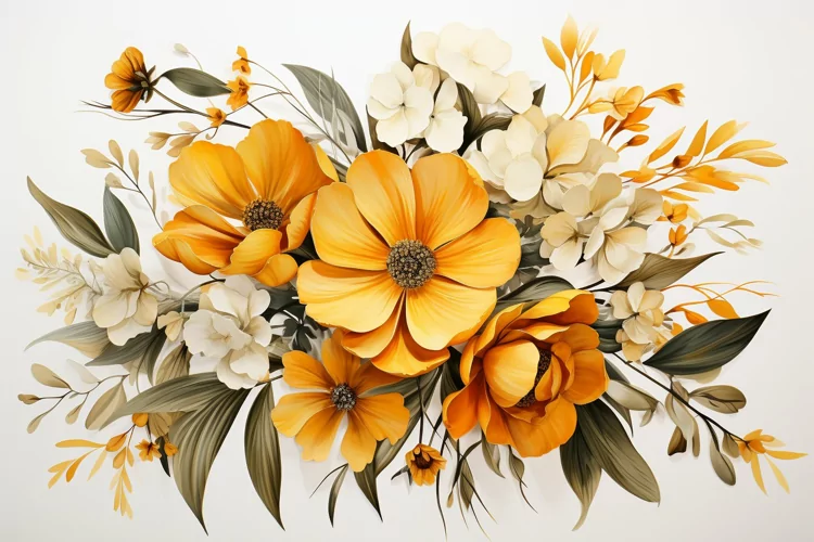 Watercolor Flowers Bouquets, illustration Background