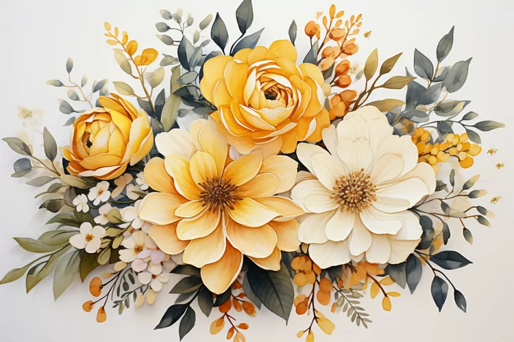 Watercolor Flowers Bouquets, illustration Background